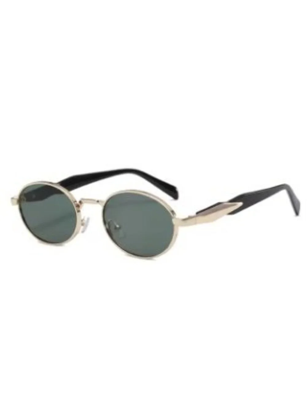 Oval Gold Metal Frame Sunglasses Dark Green Gradient Lenses Retro Vintage Unisex